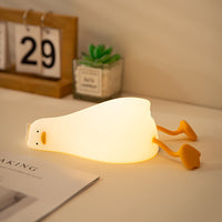Silicone squishy duck lamp, cute nursery night light for babies and toddlers.