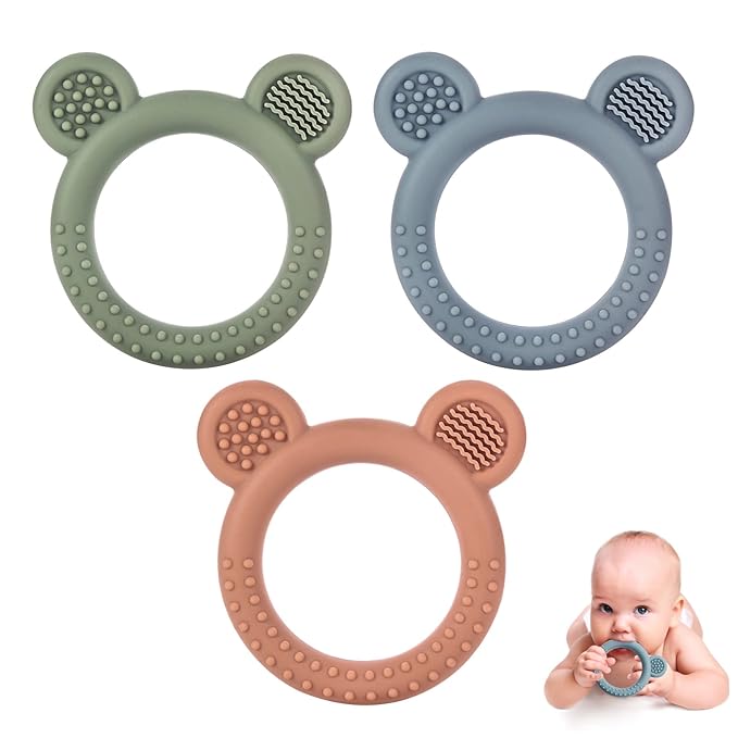 Silicone teething rings for babies to soothe sore gums