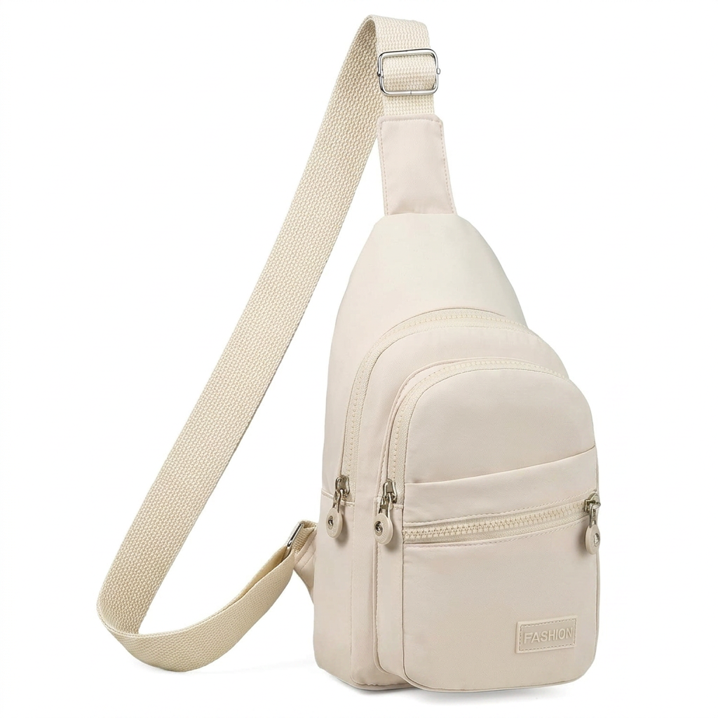 Lightweight Crossbody Backpack for Travel (Beige)