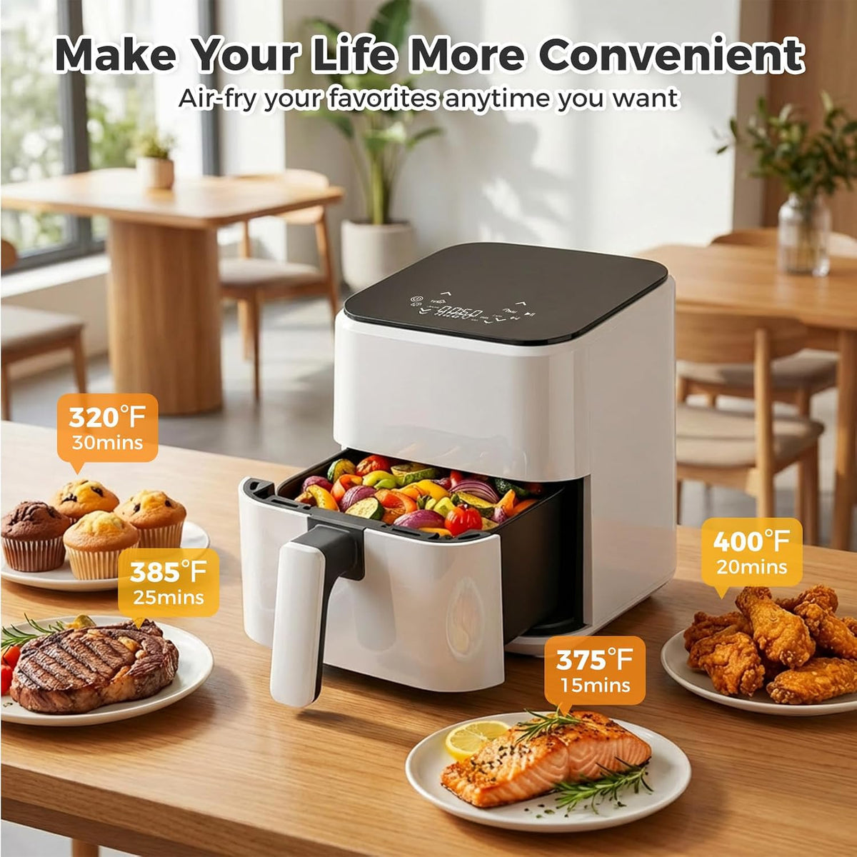 Compact Digital Air Fryer with Non-Stick Dishwasher-Safe Basket