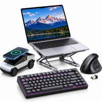 Smart laptop workspace bundle with keyboard mouse laptop stand and charging station