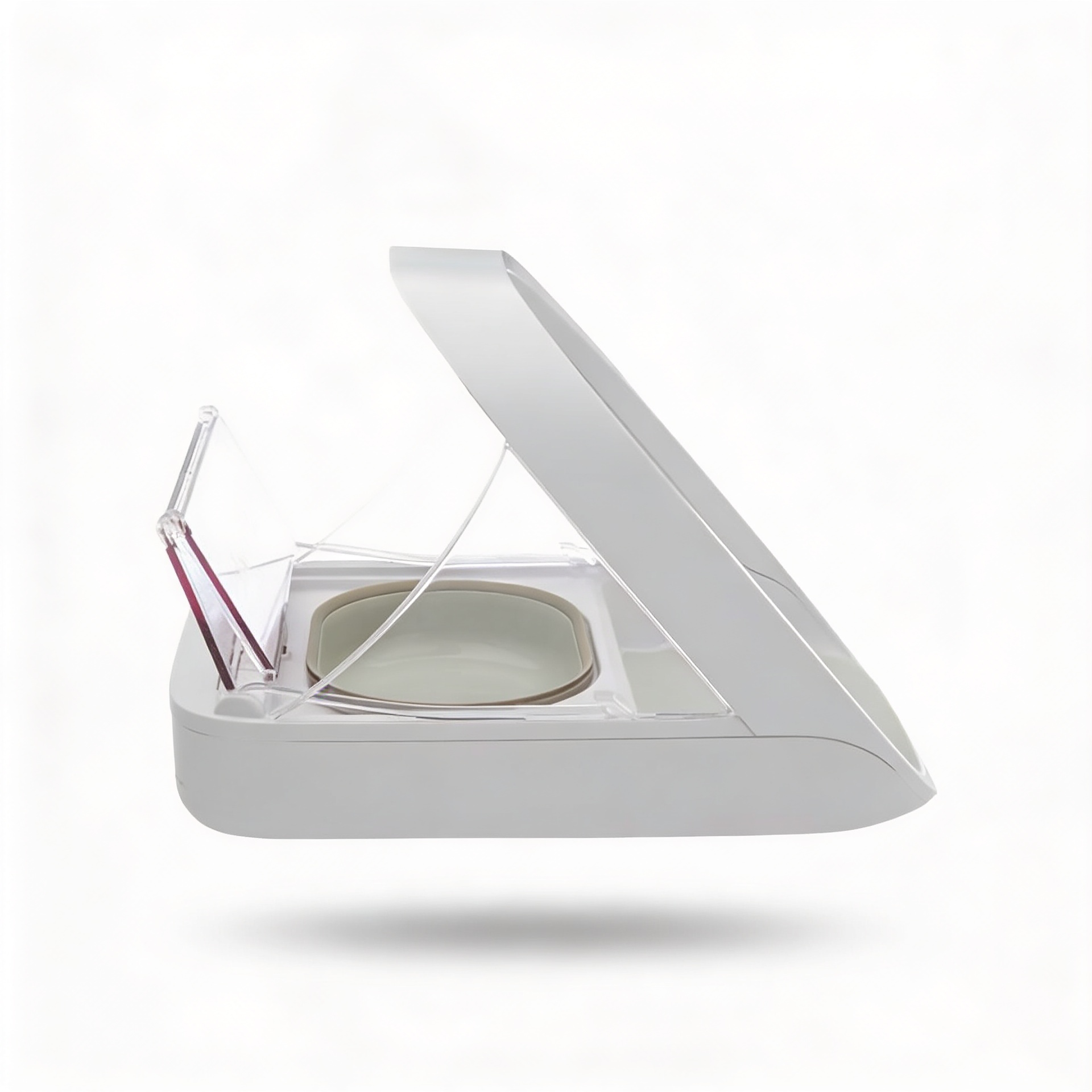 Close Up Of Automatic Pet Feeder Showing Sealed Lid