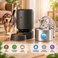 Smart pet feeding bundle with automatic feeder, water fountain, and interactive treat toy for dogs and cats