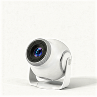Smart mini projector with Android 14 OS in white color for home entertainment