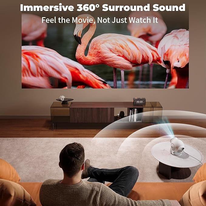 Smart projector for bedroom home theater movie night and indoor entertainment