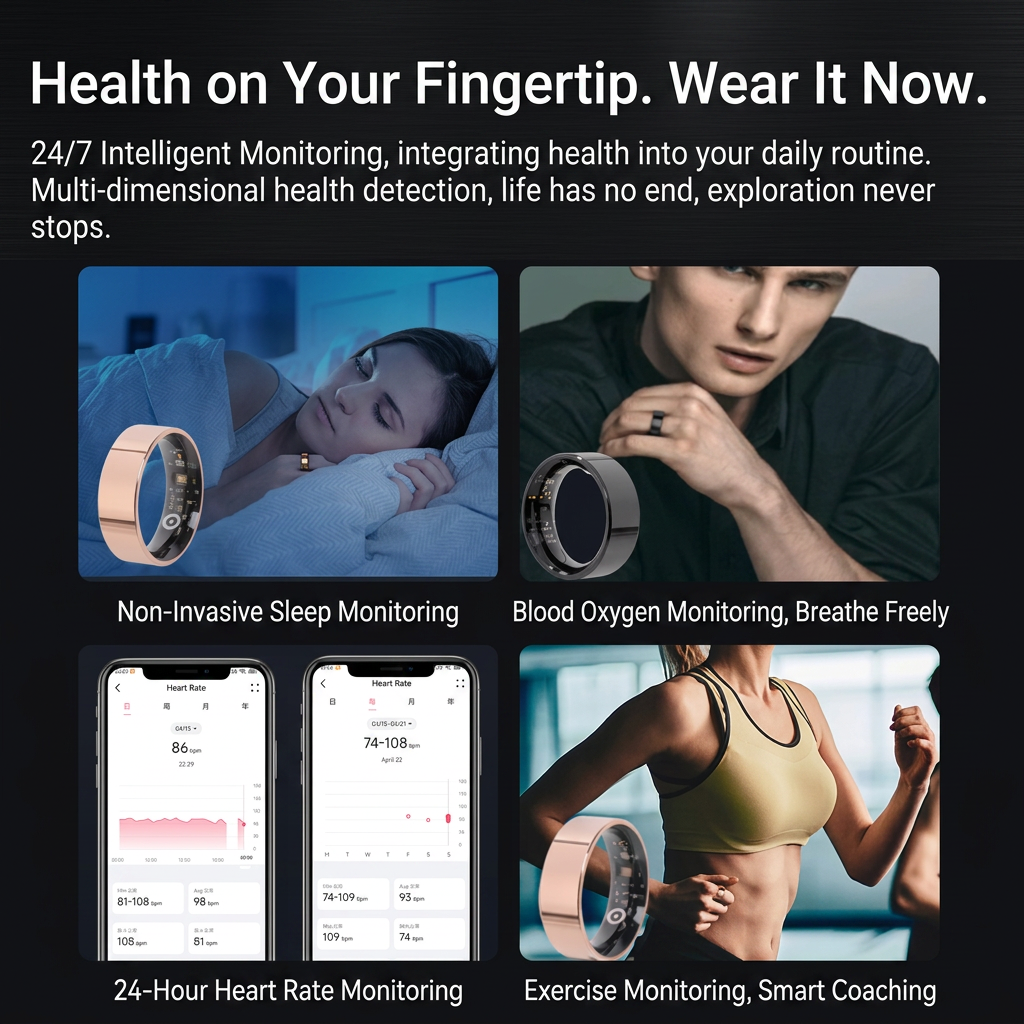 Smart ring sleep monitoring device for tracking sleep quality and wellness data