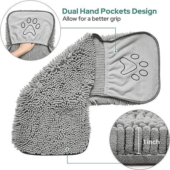 Soft microfiber dog drying towel for bathing and grooming
