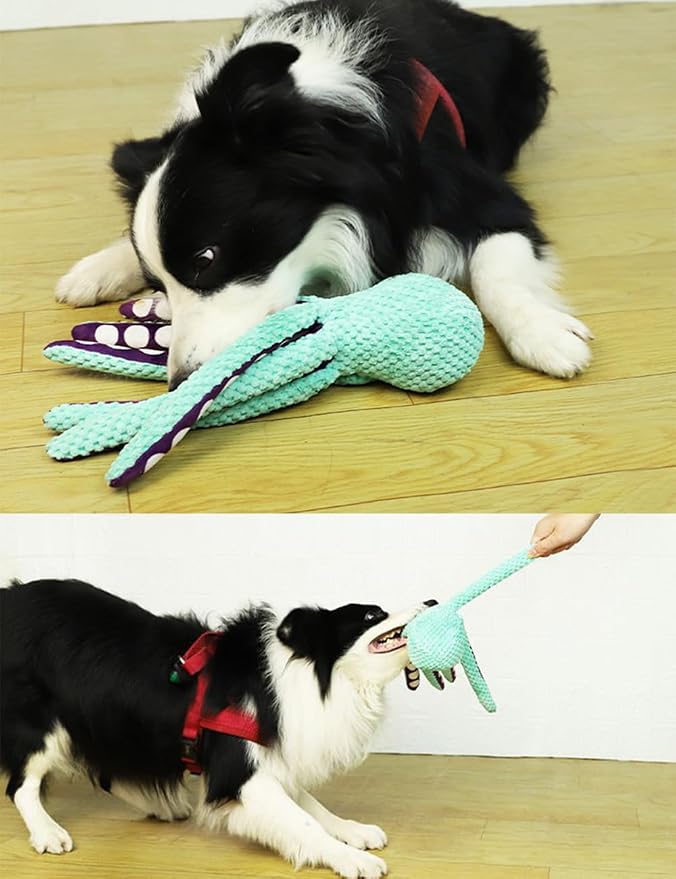 Soft Squeaky Dog Toy With Octopus Design For Everyday Play