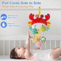 Soft baby hanging toys, ideal for entertainment during travel and car rides.