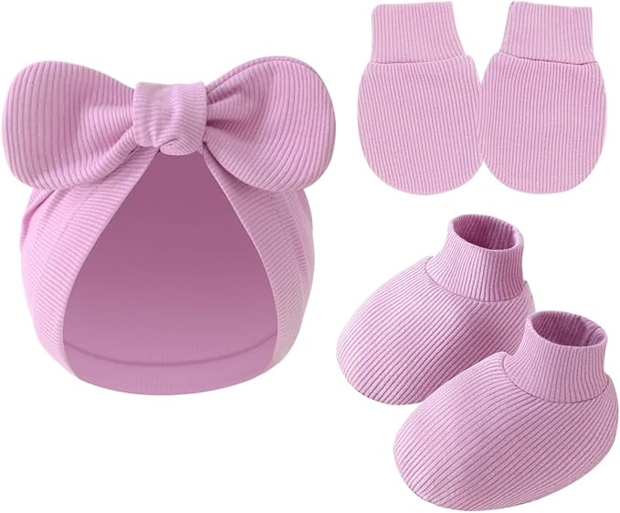 Soft baby hat mittens and socks set for infant daily wear