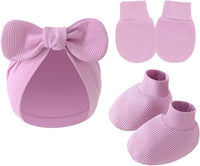 Soft baby hat mittens and socks set for infant daily wear