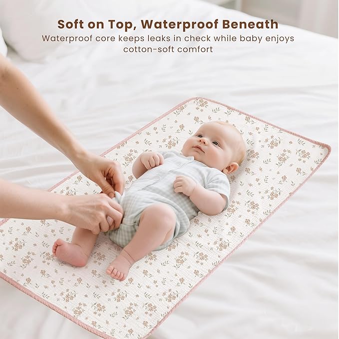 Soft muslin cotton baby changing pad, breathable and comfortable for your baby.
