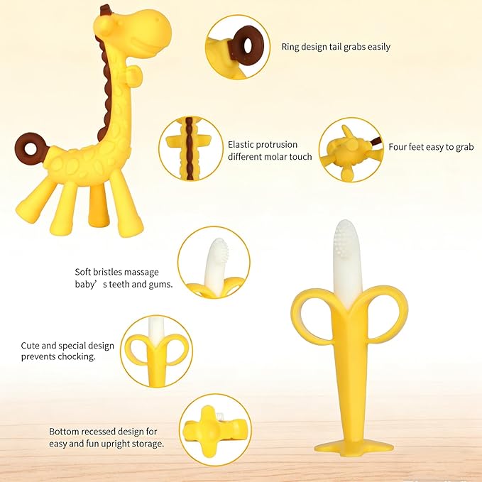Soft silicone baby teether for sore gums and gum massage