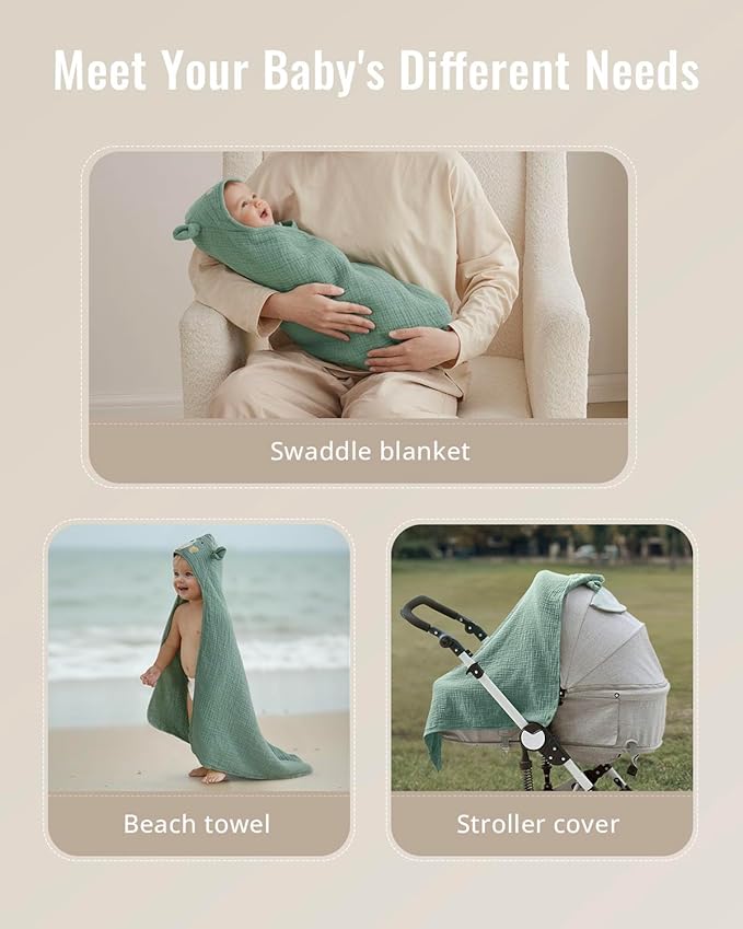 Soft baby bath towel with hooded wrap design