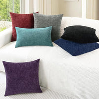 Plush navy cushion cases with hidden zipper