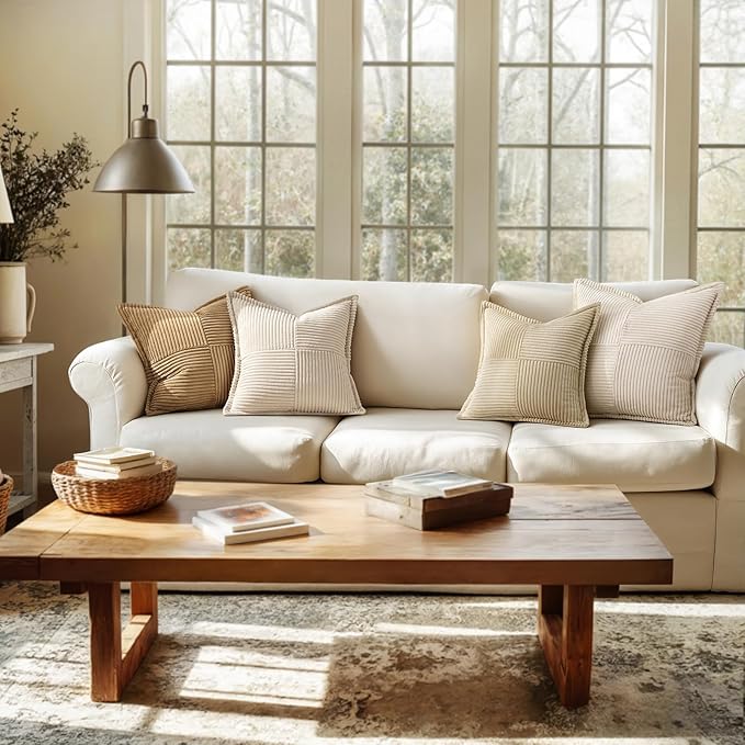 Modern Beige Throw Pillow Covers Set