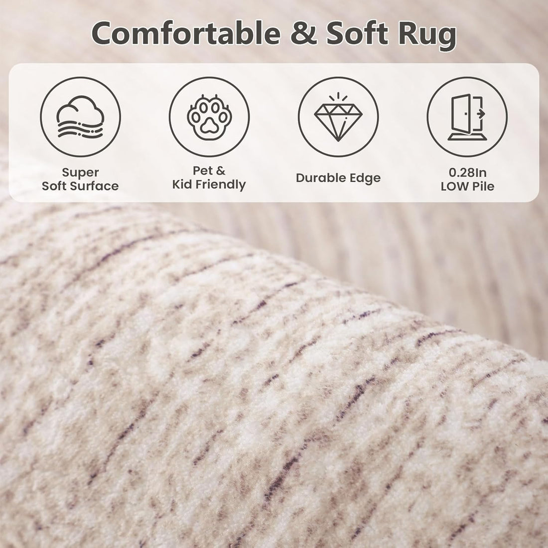 Soft low pile circle rug for bedroom decor