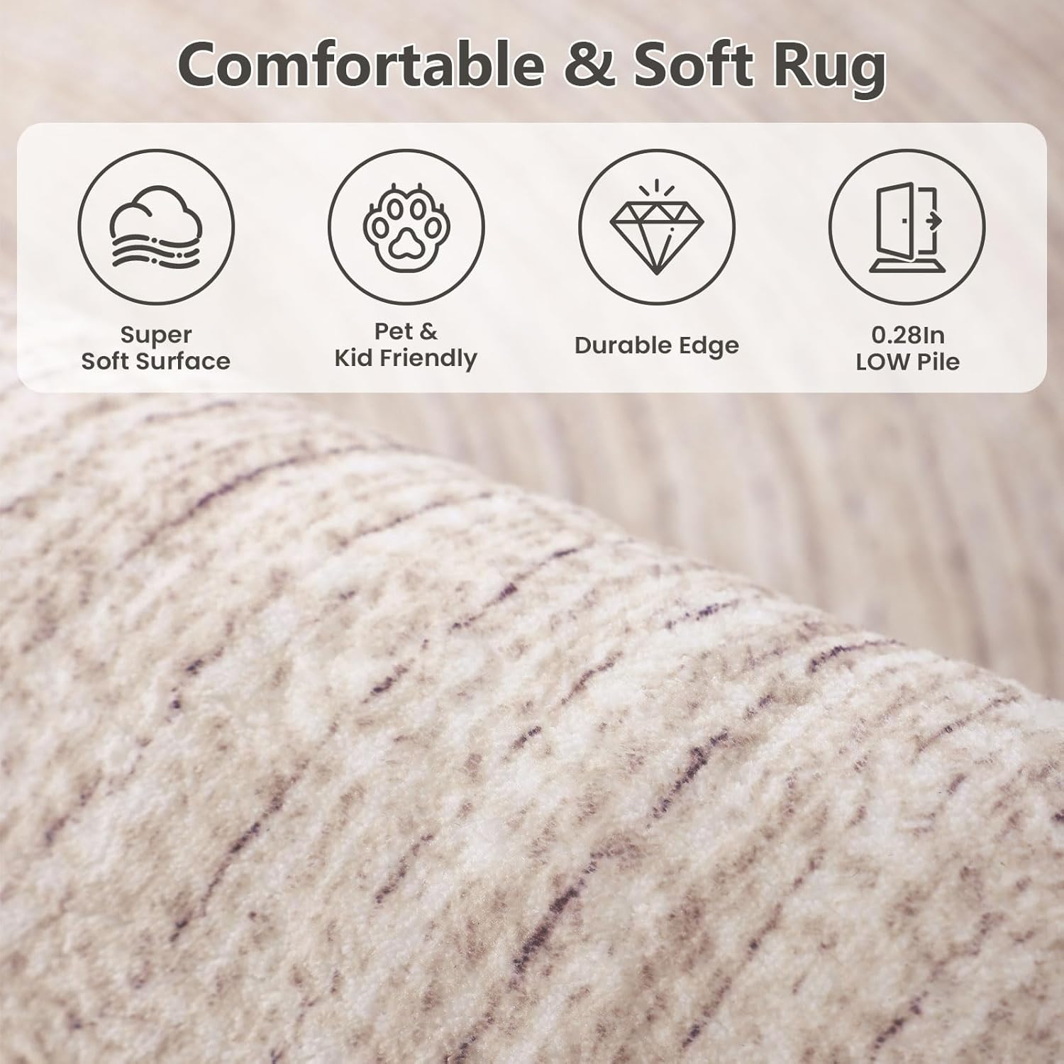 Soft low pile circle rug for bedroom decor