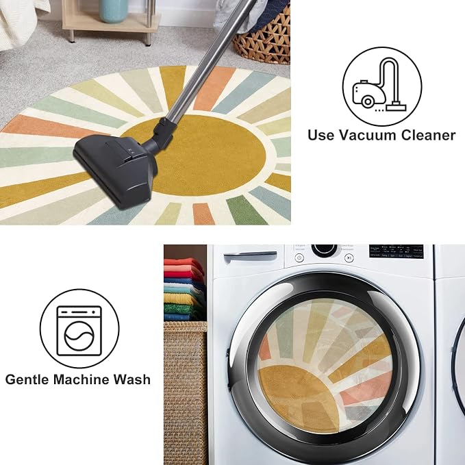 Washable rainbow carpet rug for dorm room