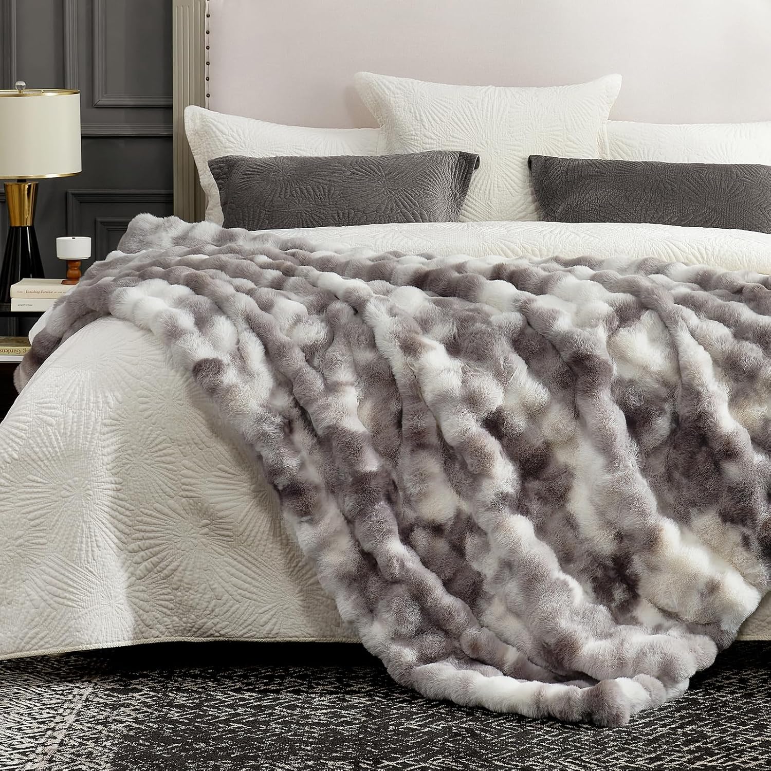 Decorative taupe couch blanket for home décor