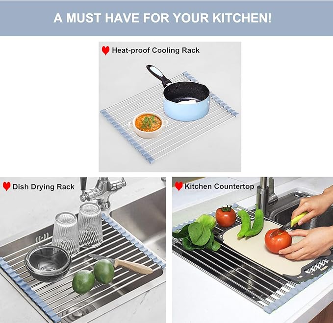 Durable Kitchen Sink Rack for Drying Dishes and Organizing Countertop