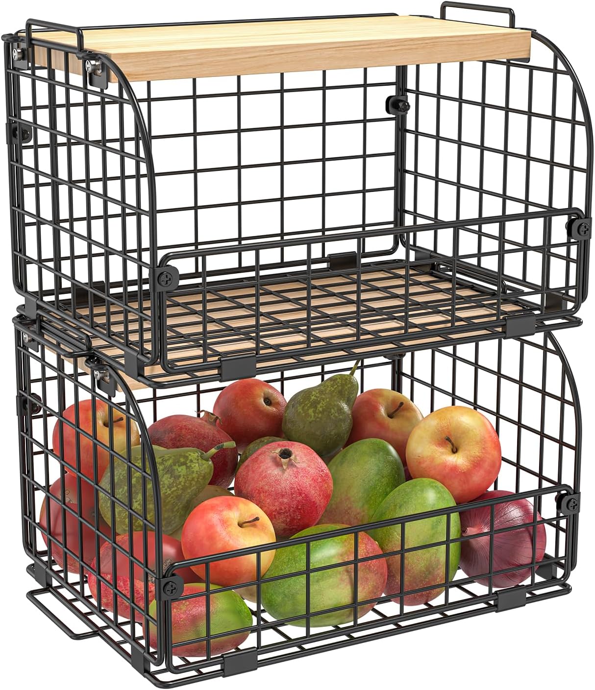 Metal Wire Kitchen Storage Baskets Set of Two
