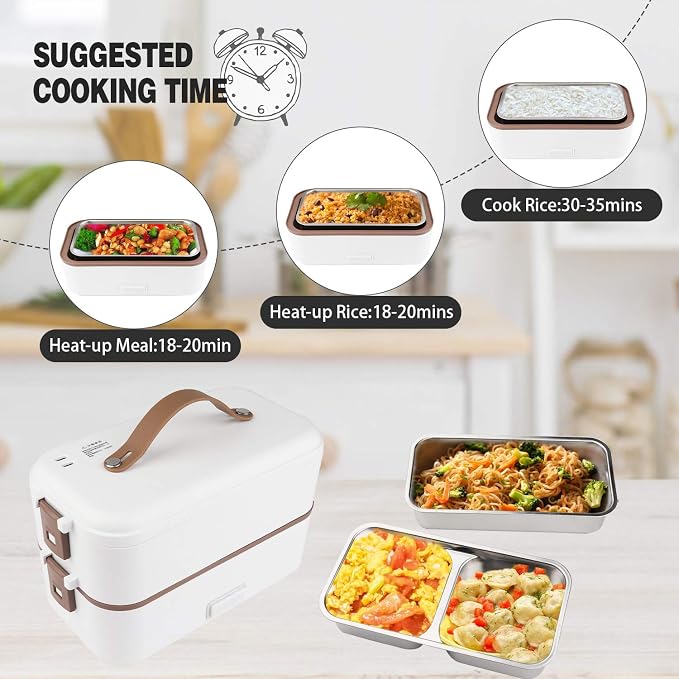 Stainless steel food container inside electric lunch box