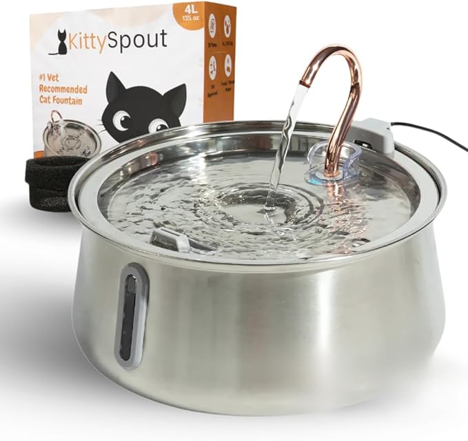 Stainless steel cat water fountain with 4L capacity and circulating water