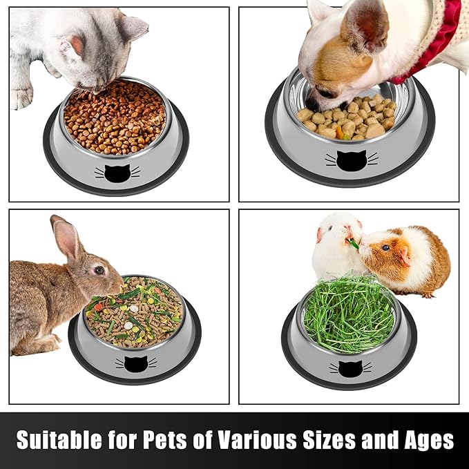 Durable stainless steel pet bowl for cats food and water