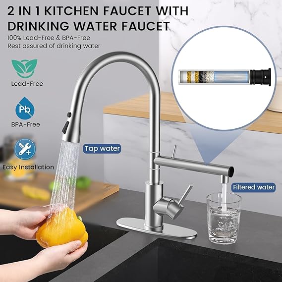 Single Handle High Arc Sink Faucet for Farmhouse Bar Laundry and RV