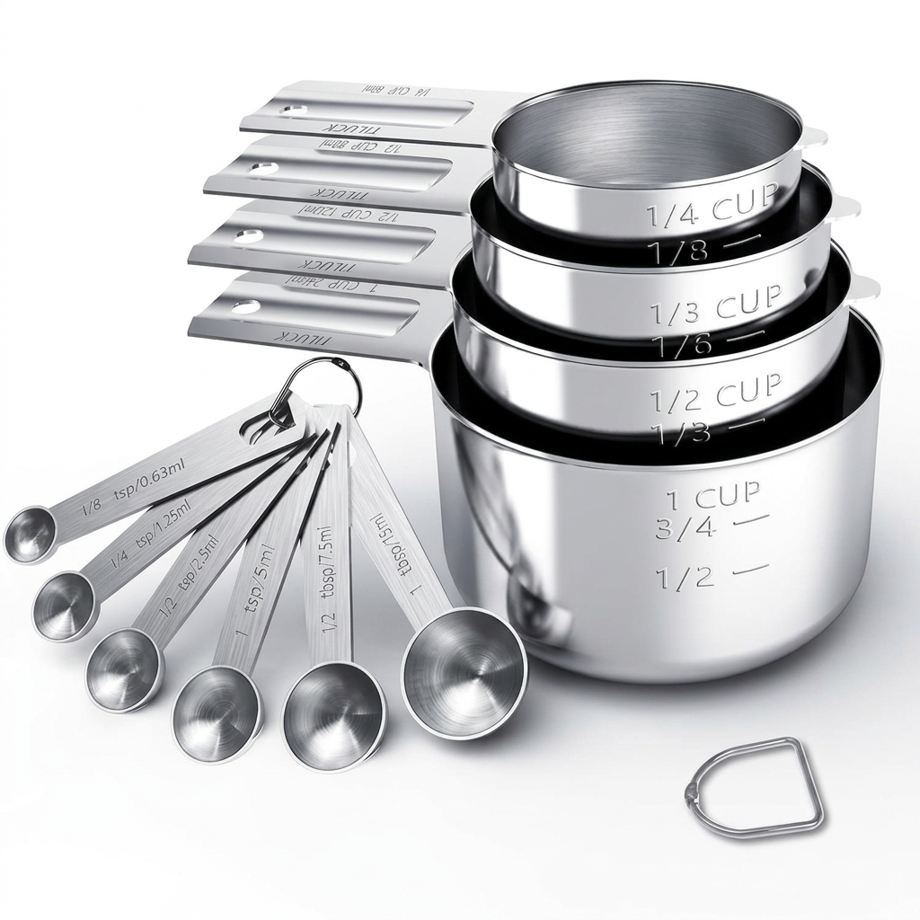 Premium Measuring Cups and Spoons Set for Accurate Cooking, Baking & Meal Preparation
