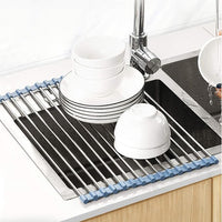 Space Saving Roll Up Dish Rack for Sink Drying and Storage