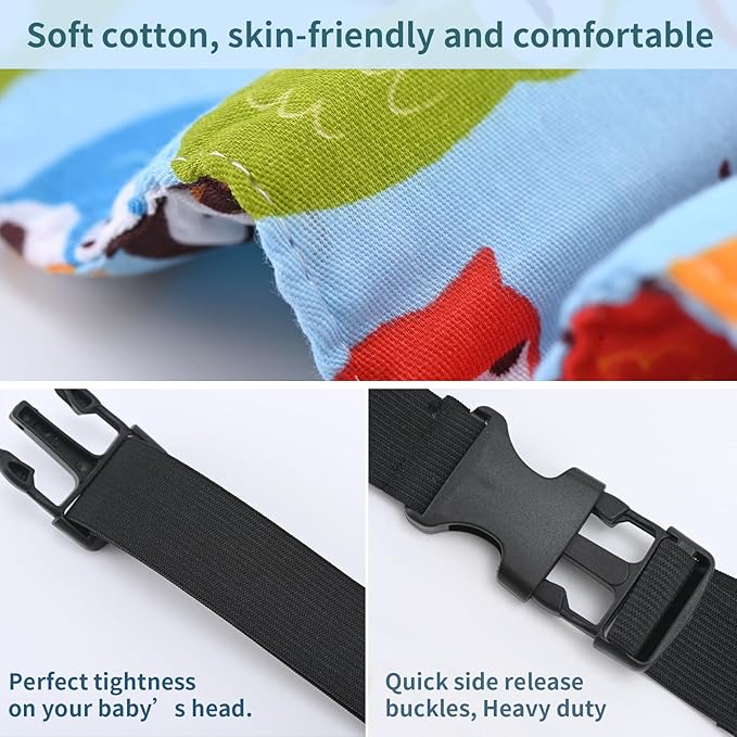Stroller head support for sleeping, prevents head slumping for toddlers on the go.