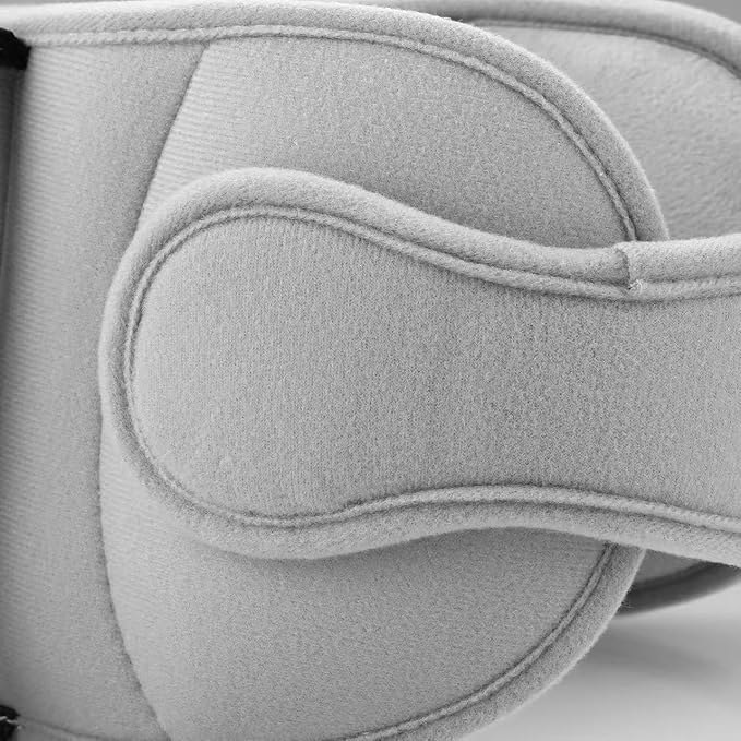Toddler head support for stroller, adjustable strap for comfort and safety.