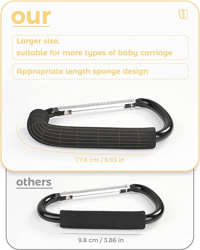Stroller hook for baby gear, perfect for organizing and storing bags on your stroller.