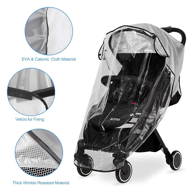 Folded Clear Stroller Rain Cover With Storage Bag