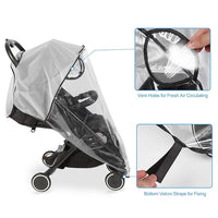 Clear Baby Stroller Weather Shield Cover Installed With Breathable Vents