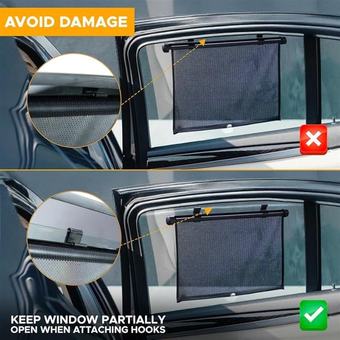 Suction cup car sunshade, retractable design for easy installation and removal.
