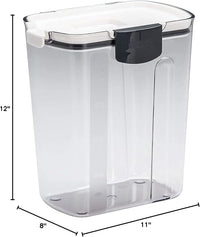Kitchen sugar storage canister with clear body and lid for everyday countertop organization.