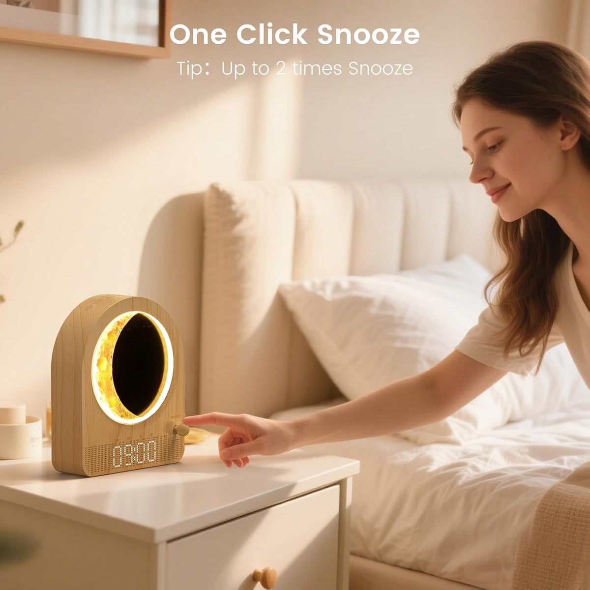 Wooden Sunrise Alarm Clock with White Noise Function