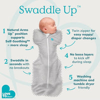 Easy Zipper Closure for Diaper Changes on Swaddle UP Baby Sleep Sack