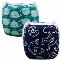 Swim diapers 2pcs for baby and toddler, snap one-size design for leak-proof swimming fun.