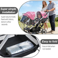 Swivel wheel stroller rain cover with clear design