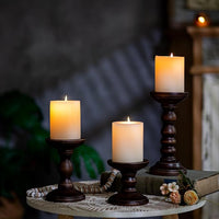 Dark Brown Farmhouse Candle Holder Set