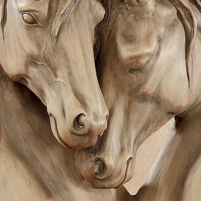 Close view showing the textured finish and warm neutral shading of the sculpture