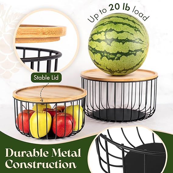 Large Fruit, Bread and Snack Storage Basket Set