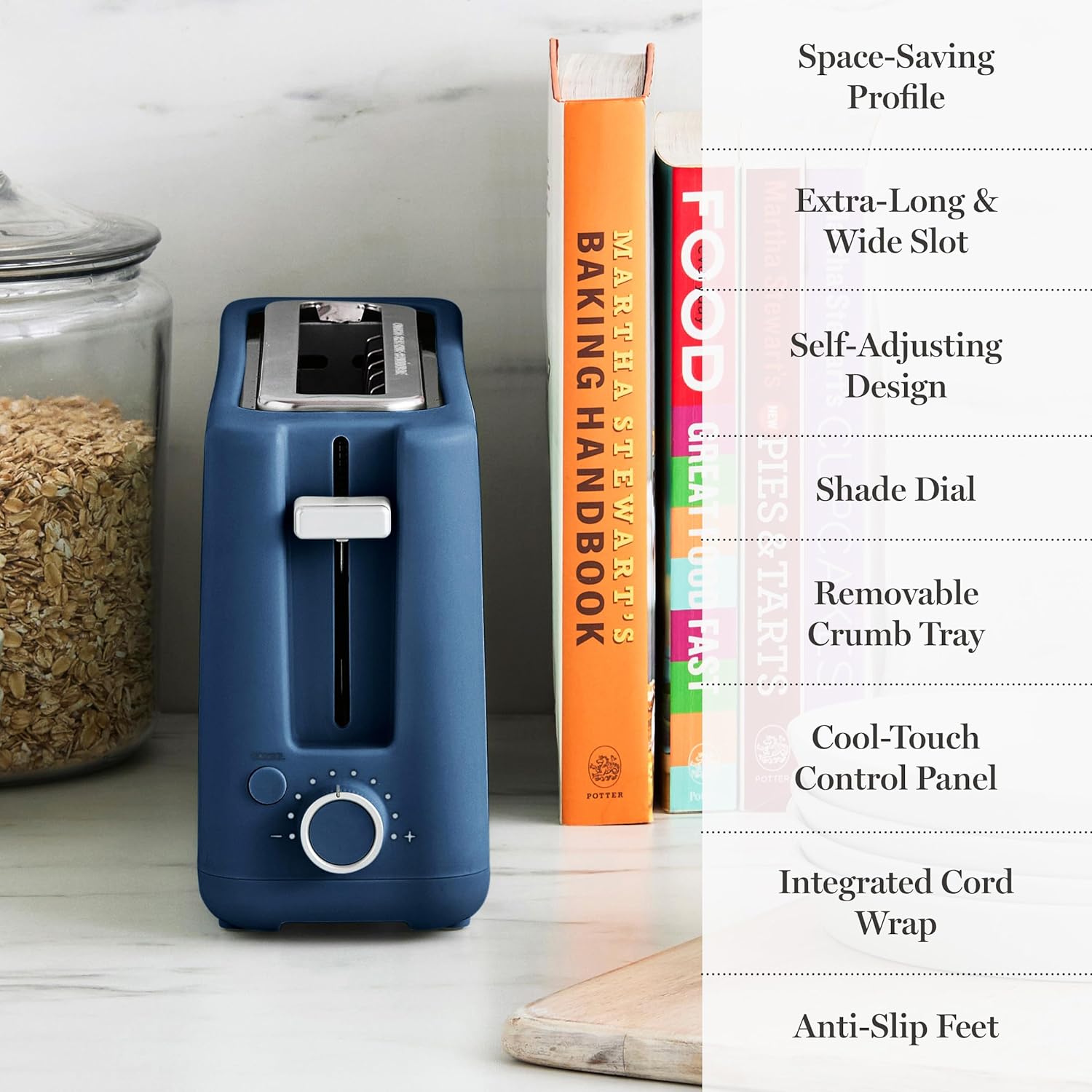 indigo toaster with cancel button for simple breakfast preparation