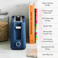 indigo toaster with cancel button for simple breakfast preparation