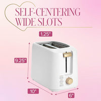 white toaster with removable crumb tray for simple cleaning after use
