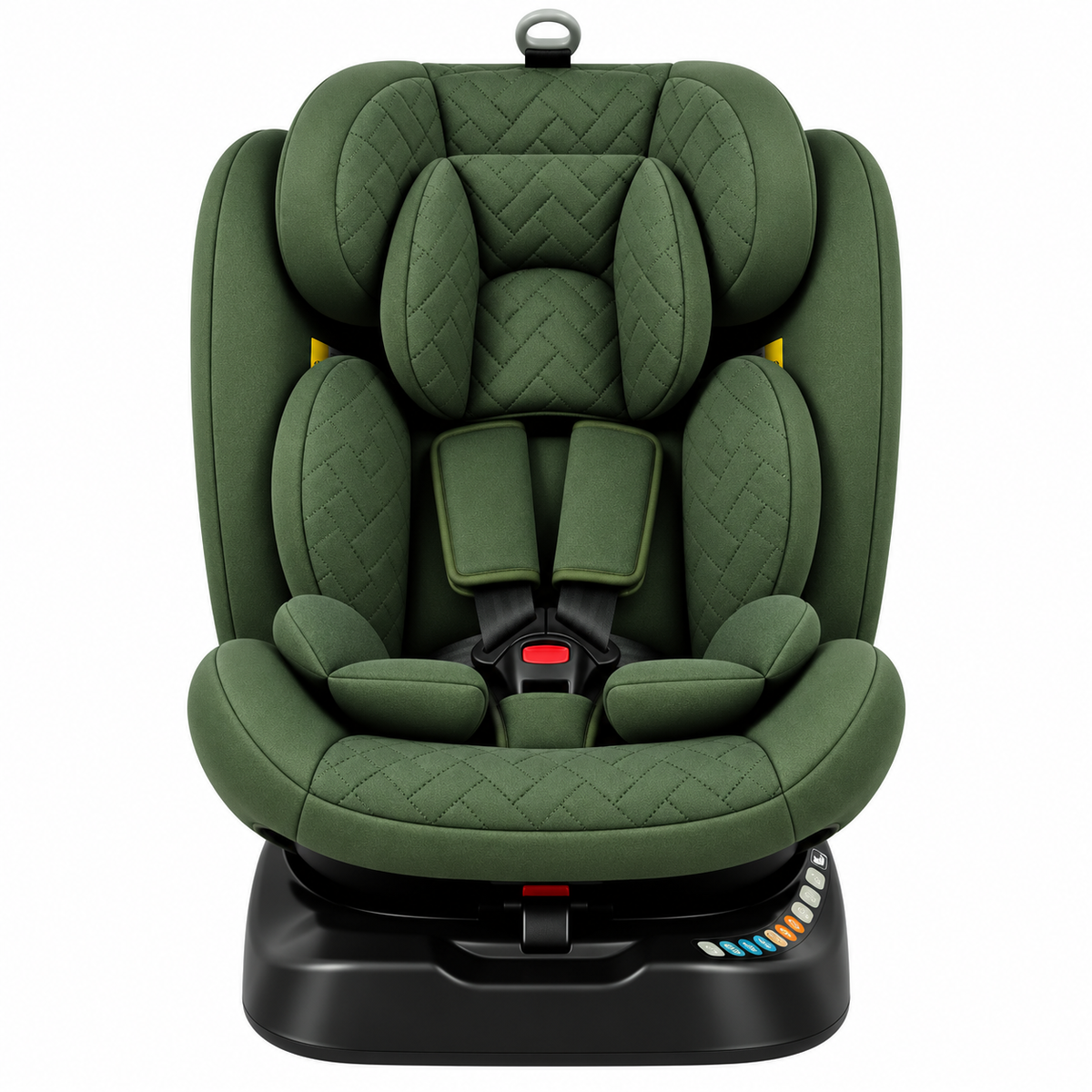 Toddler car seat with integrated harness and shoulder pads